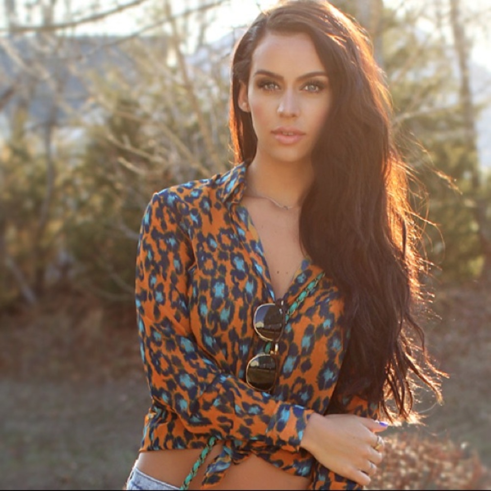 ASOS Orange/Teal/Blue Leopard Button Down